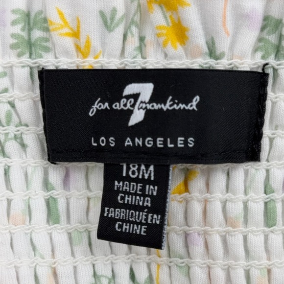 7 For All Mankind Baby Girls Smocked Floral Romper 18M White Yellow Green Peach - Picture 4 of 5